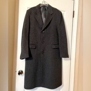 Kuppenheimer England Cashmere Blend Long Overcoat Top Coat Charcoal Gray Size L
